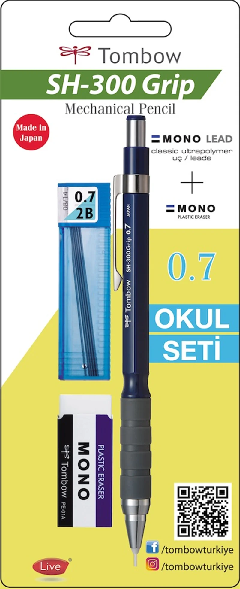 TOMBOW VERSATİL KALEM SH-300 GRIP OKUL SETİ 0.7 LACİVERT BLS. T-SH-GR44 R7.S1