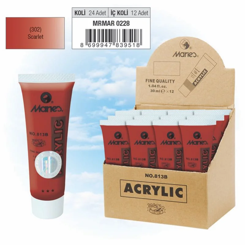 MARIES AKRİLİK BOYA SETİ 30 ML 813B-302 12 Lİ