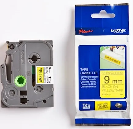 BROTHER PTOUCH ETİKET 9MM SARI-SİYAH 9TZS621