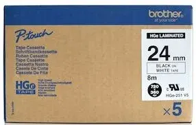 BROTHER PTOUCH ETİKET 24MM BEYAZ-SİYAH 5 Lİ HGE251V5