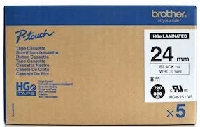 BROTHER PTOUCH ETİKET 24MM BEYAZ-SİYAH 5 Lİ HGE251V5