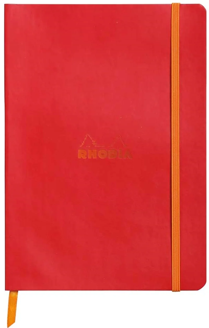 RHODIA DEFTER RHODIARAMA YUMUŞAK DERİ KAPAK ELASTİK BANTLI A5 90 GR 80 YP ÇİZGİLİ POPPI RY117413