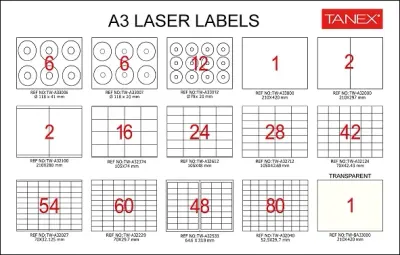 TANEX LASER ETİKET 1. HAMUR A3 500 LÜ