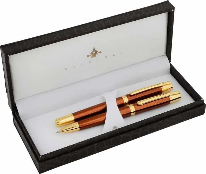 STEELPEN DOLMA KALEM+TÜKENMEZ KALEM SET SERRA SERİSİ SAFRAN BRONZ 800-3