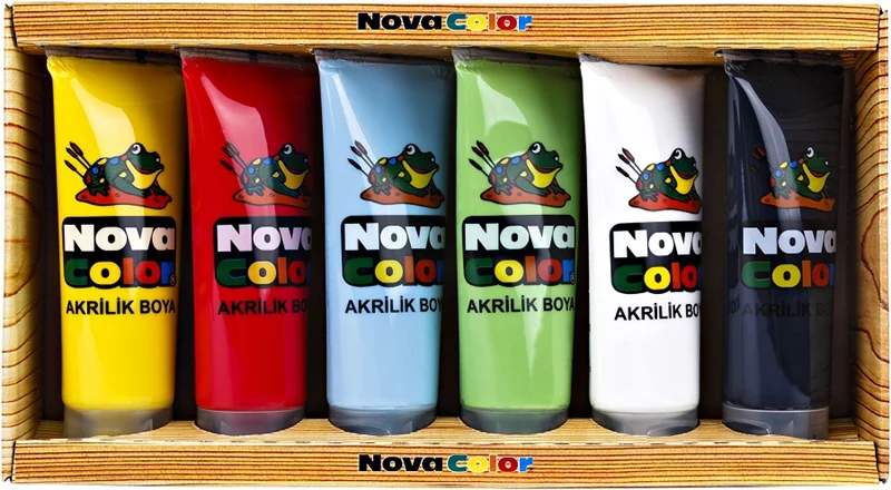 NOVA COLOR AKRİLİK BOYA TUP 75 GR SET 6 LI NC-2200