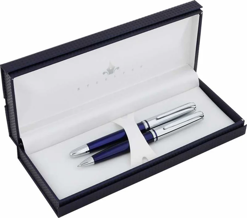 STEELPEN DOLMA KALEM+TÜKENMEZ KALEM SET SATURN SERİSİ MAVİ 2352