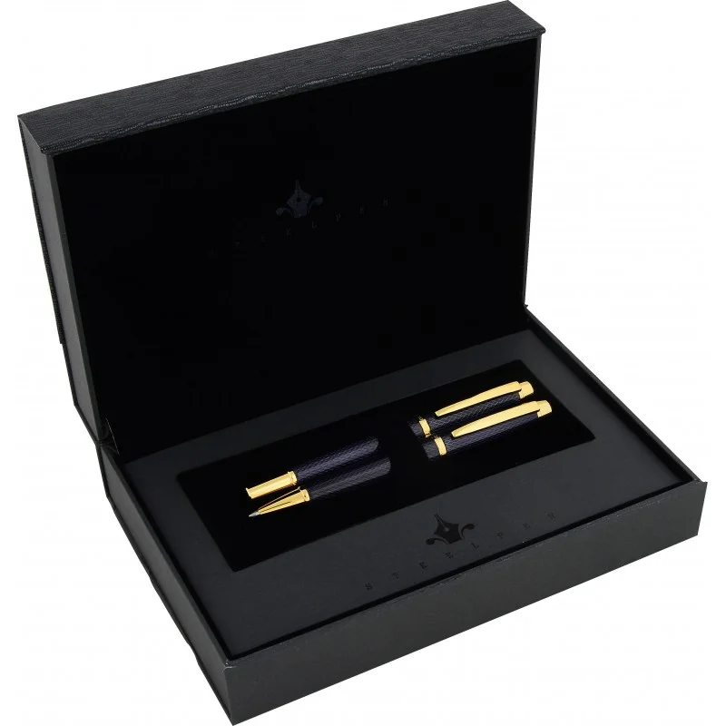 STEELPEN DOLMA KALEM+TÜKENMEZ KALEM SET WORLD SERİSİ SİYAH GOLD 2712