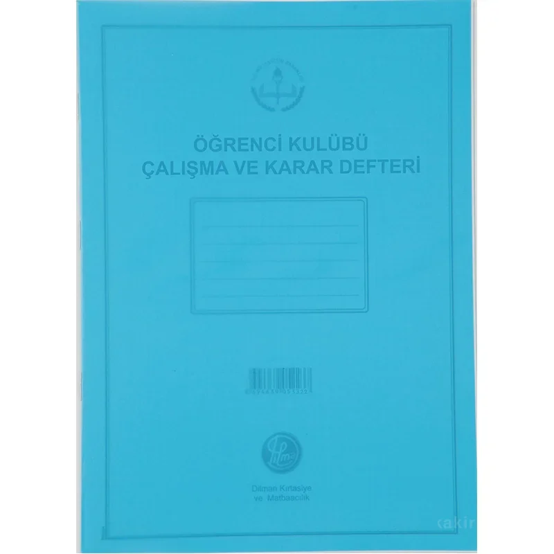 DİLMAN ÖĞRENCİ KULÜP ÇALIŞMA VE KARAR DEFTERİ PLS KAPAK