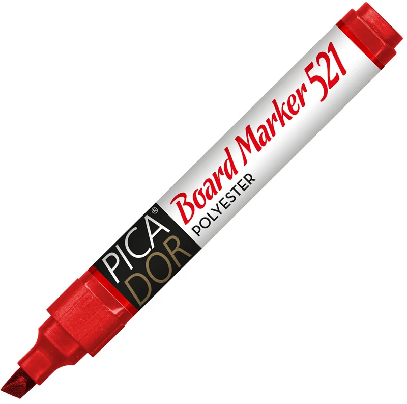 PICADOR BEYAZ TAHTA KALEMİ 521 KESİK UÇ KIRMIZI KX026