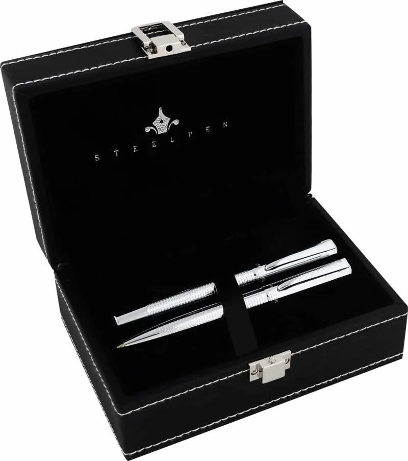 STEELPEN DOLMA KALEM+TÜKENMEZ KALEM SET ELITE SERİSİ KROM 5064