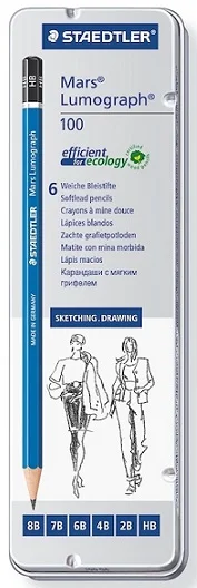 STAEDTLER KURŞUN KALEM DERECELİ MARS LUMOGRAPH SET  6 LI METAL KUTU 100 6G