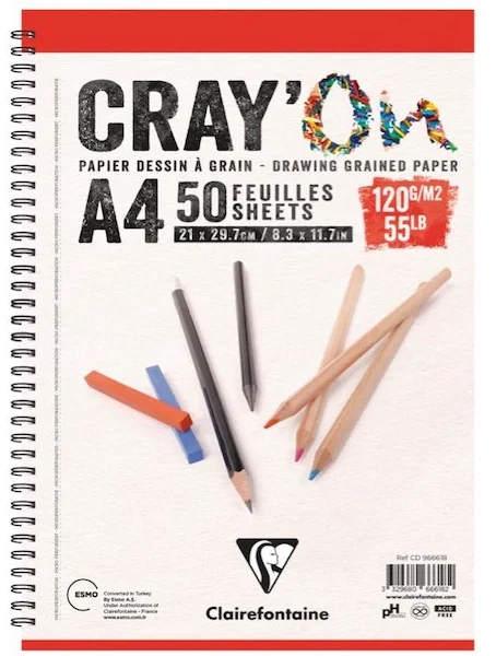 CLAIREFONTAINE RESİM ve ÇİZİM BLOĞU CRAY'ON SPİRALLİ YANDAN A3 120 GR 50 YP CD966618