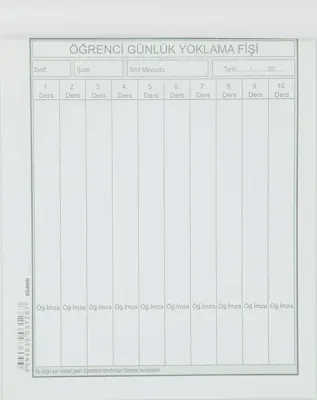 DİLMAN YOKLAMA FİŞİ 10 DERS 100 LÜ 3128