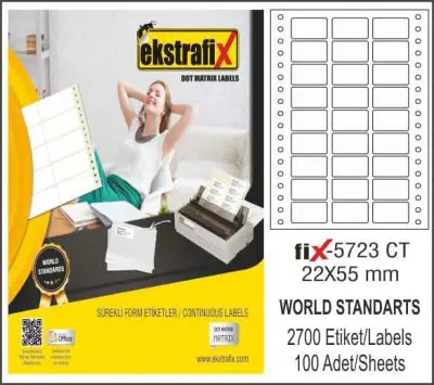 EKSTRAFİX BİLGİSAYAR ETİKETİ FİX-5723 22x55 MM