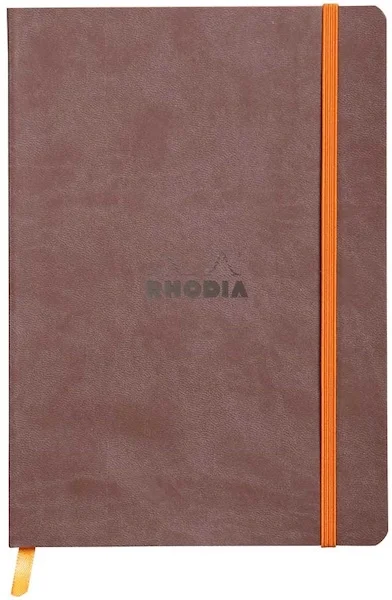 RHODIA DEFTER RHODIARAMA YUMUŞAK DERİ KAPAK ELASTİK BANTLI A5 90 GR 80 YP ÇİZGİLİ CHOCOLATE RY117403
