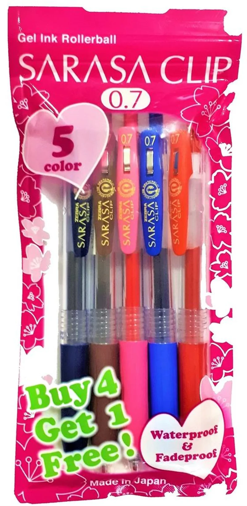 ZEBRA JEL KALEM SARASA CLIP 0.7 SET 5 Lİ PVC
