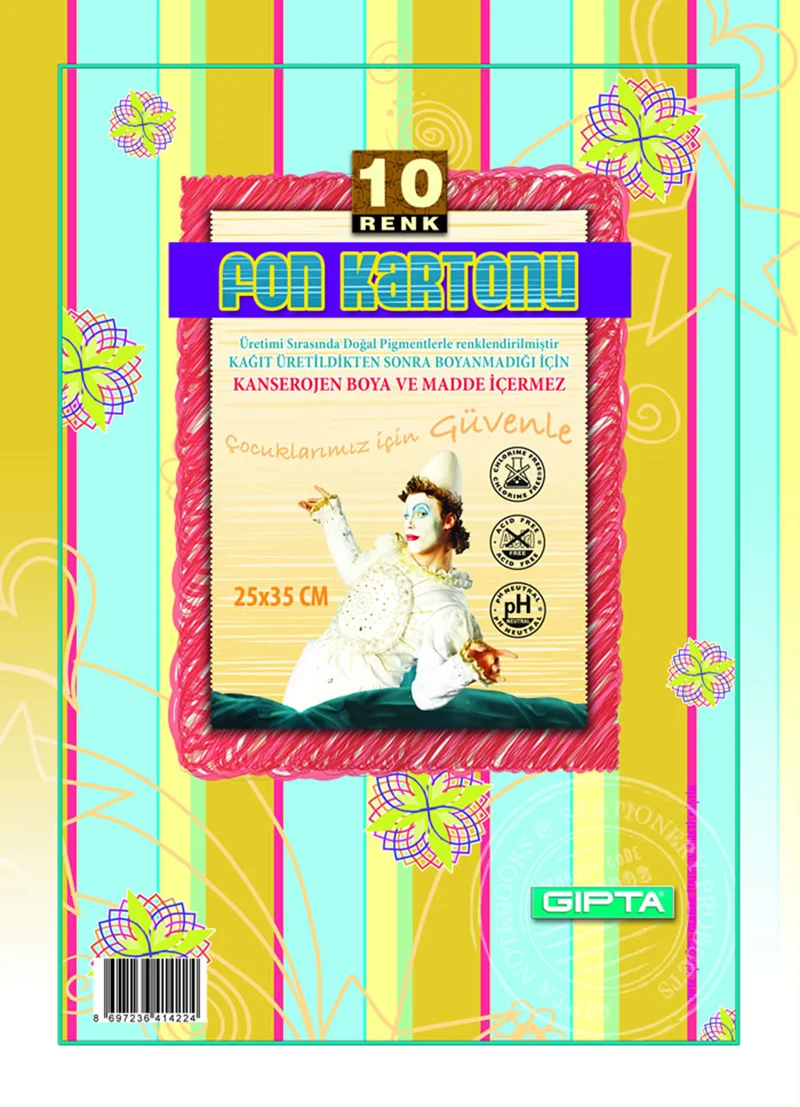 GIPTA FON KARTONU 25X35 10 RENK BLİSTERLİ 1451