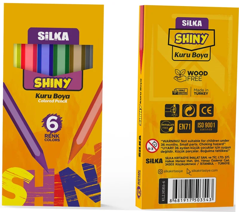 SİLKA KURU BOYA SHINY  6 RENK YARIM BOY ART.354