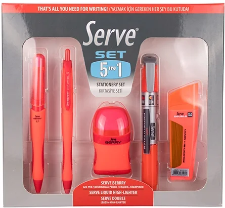 SERVE KIRTASİYE SETİ 0.7 KIRMIZI 5 Lİ SV-5IN1SET07FK
