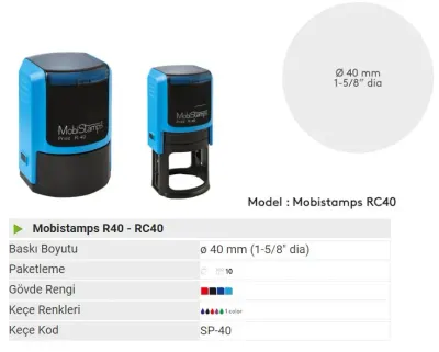 MOBİSTAMPS KAŞE YUVARLAK R-40 YEŞİL KEÇELİ