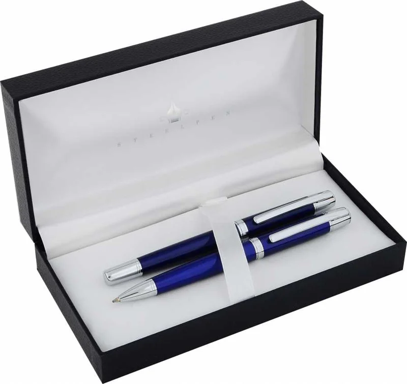 STEELPEN DOLMA KALEM+TÜKENMEZ KALEM SET SERRA SERİSİ MAVİ 800-2