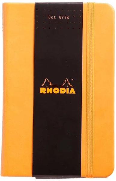 RHODIA DEFTER BOUTIQUE SERT DERİ KAPAK ELASTİK BANTLI 9x14 90 GR 96 YP ÇİZGİLİ TURUNCU RW118068