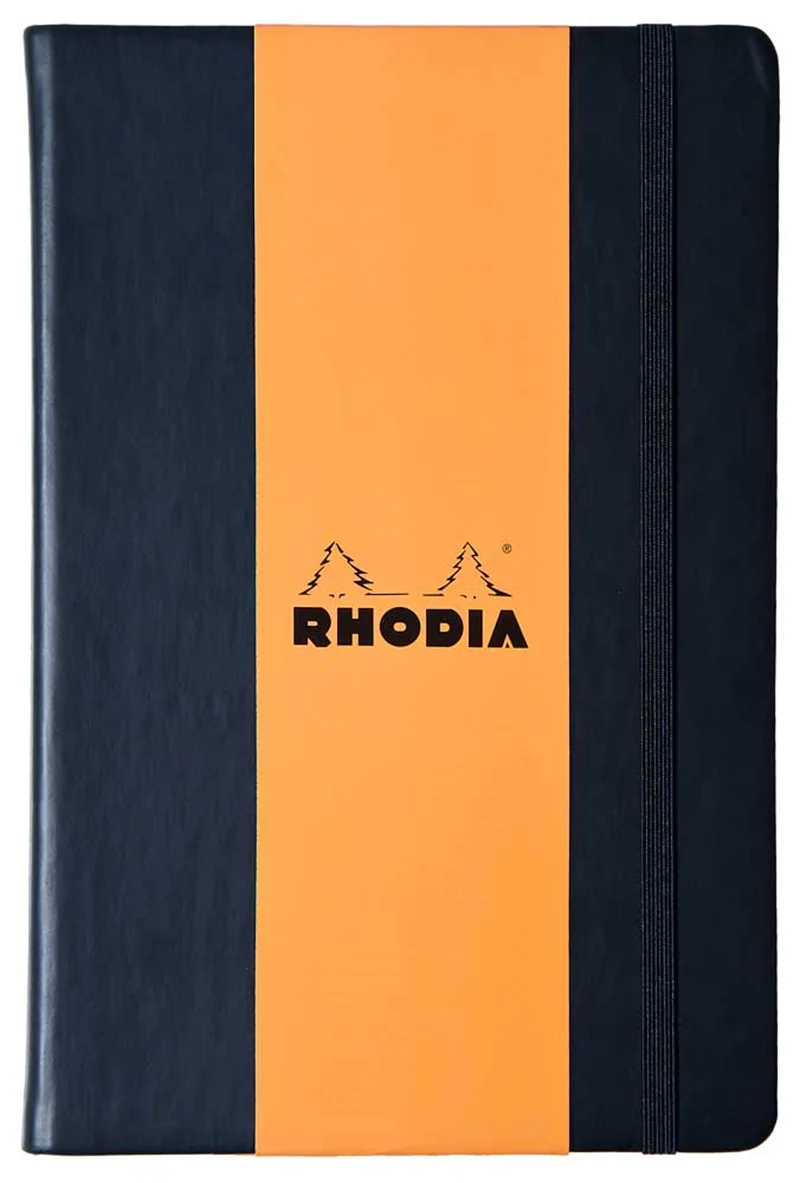 RHODIA DEFTER BOUTIQUE SERT DERİ KAPAK ELASTİK BANTLI A5 90 GR 96 YP DÜZ SİYAH RW118669