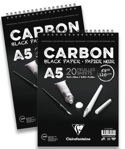 CLAIREFONTAINE ÇİZİM BLOĞU CARBON SPİRALLİ ÜSTTEN A4 120 GR 20 YP CR97518