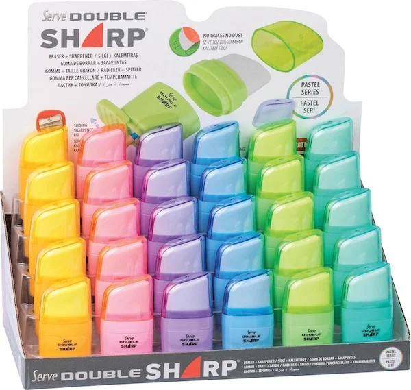SERVE SİLGİLİ KALEMTIRAŞ DOUBLE SHARP STAND 30 LU PASTEL SV-D.SHARP30DPPS