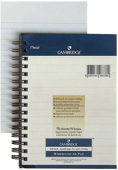 MEAD BLOKNOT CAMBRIDGE SPİRALLİ KARTON KAPAK A6 BEYAZ 70 YP ÇİZGİLİ M-145433