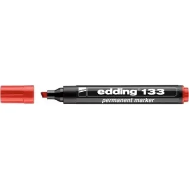 EDDİNG 133 KIRMIZI PERMANENT KALEM KESİK UÇ