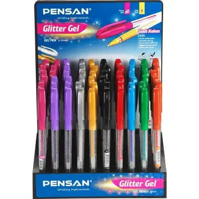 PENSAN GLITTER GEL KALEM SİMLİ 60 LI STAND 2280/S