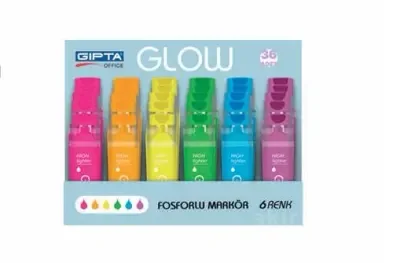 GIPTA FOSFORLU KALEM GLOW NEON 36 LI STAND F1578