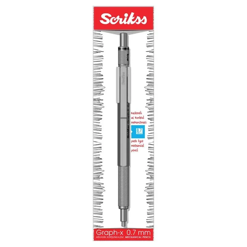 SCRİKSS GRAPH-X SATEN GRİ METAL 0.7 VERSATİL KALEM