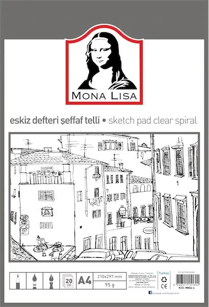 SÜDOR ESKİZ DEFTERİ SPİRALLİ   95g A4 ŞEFFAF 20YP MN04-4