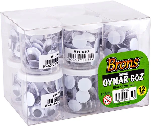 BRONS OYNAR GÖZ SİYAH-BEYAZ 12 MM BR-682