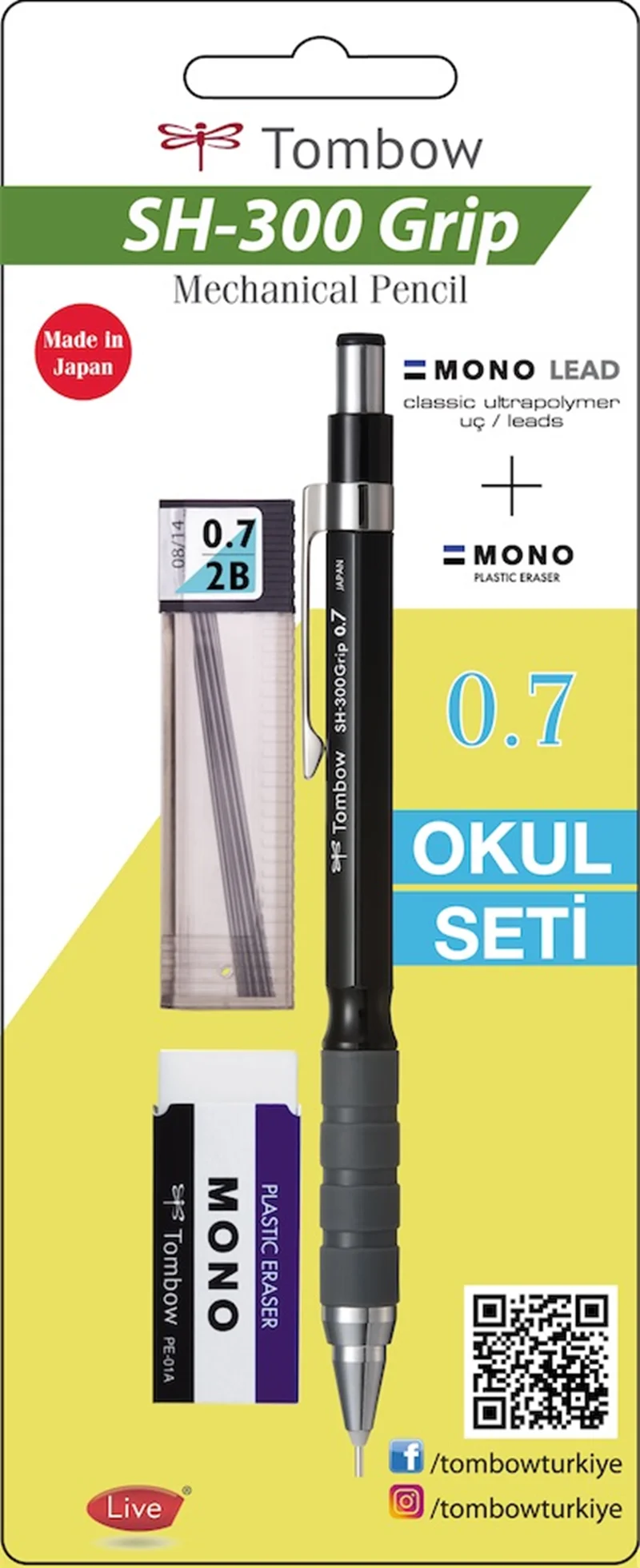 TOMBOW VERSATİL KALEM SH-300 GRIP OKUL SETİ 0.7 SİYAH BLS. T-SH-GR11 R7.S1