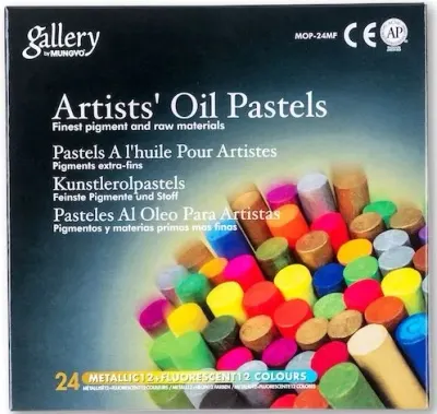 MUNGYO PASTEL BOYA GALLERY YUVARLAK YAĞLI 24 LÜ ( 12 METALİK + 12 FOSFOSLU ) MOP-24MF