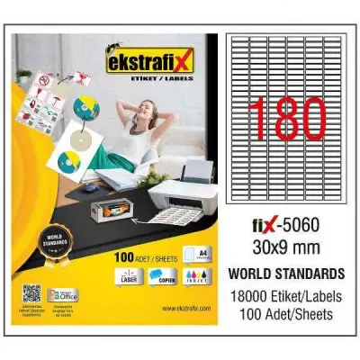 EKSTRAFİX LASER ETİKET 30x9 MM FİX-5060