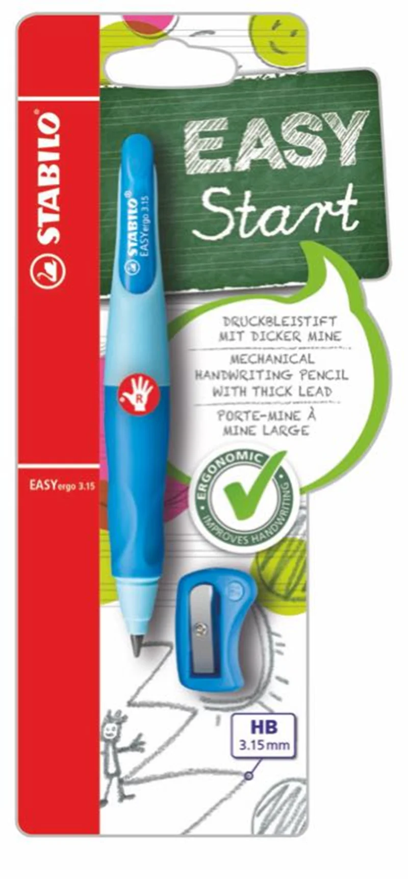 STABILO VERSATİL KALEM EASY ERGO 3,15 SAĞ MAVİ BLS. B-46873-10