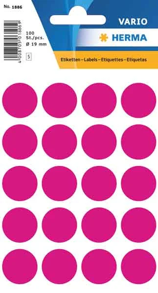 HERMA ETİKET VARIO YUVARLAK ÇAP 12 MM PEMBE 1856