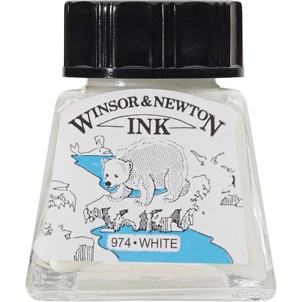 W&amp;N ÇİZİM MÜREKKEBİ DRAWING INK 14 ML WHITE 702 WN-1005702