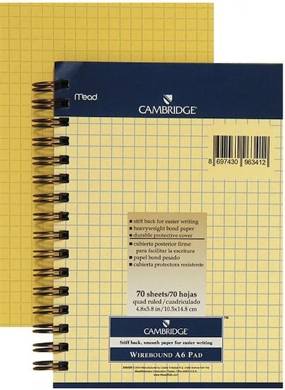 MEAD BLOKNOT CAMBRIDGE SPİRALLİ KARTON KAPAK A6 SARI 70 YP KARELİ M-245434