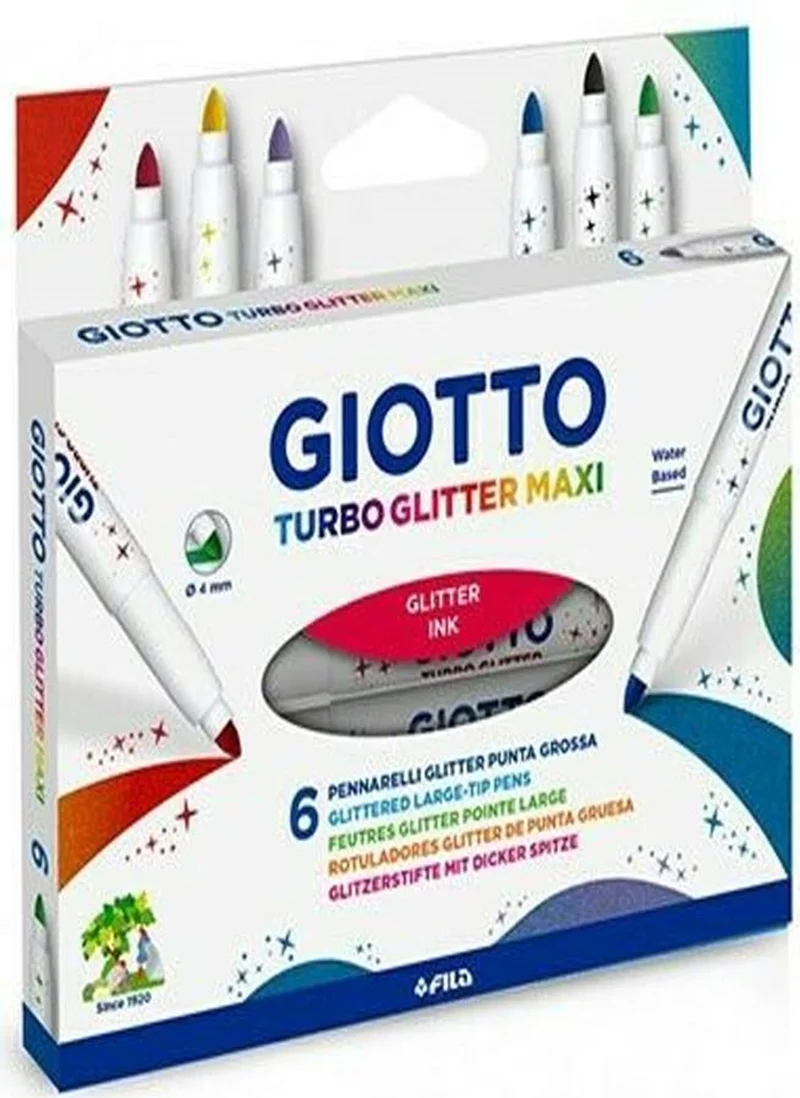 GIOTTO KEÇELİ KALEM MAXI GLITTER SİMLİ 6 LI ASKILI PAKET 426600