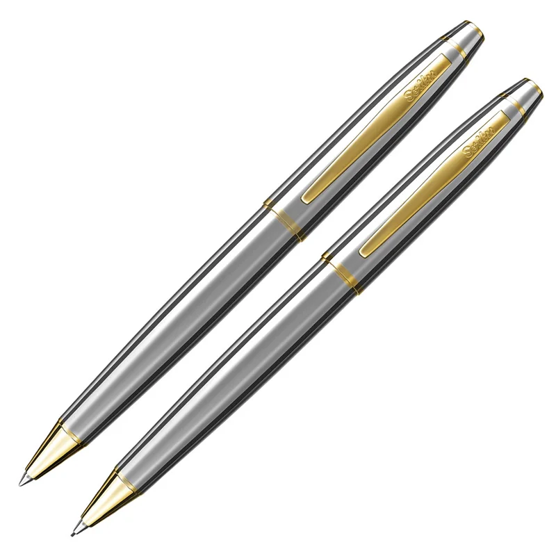 SCRIKSS HEDİYELİK SET DR 222 35 TÜKENMEZ KALEM + VERSATİL KALEM GOLD KROM + CÜZDAN COMFORT KAHVE