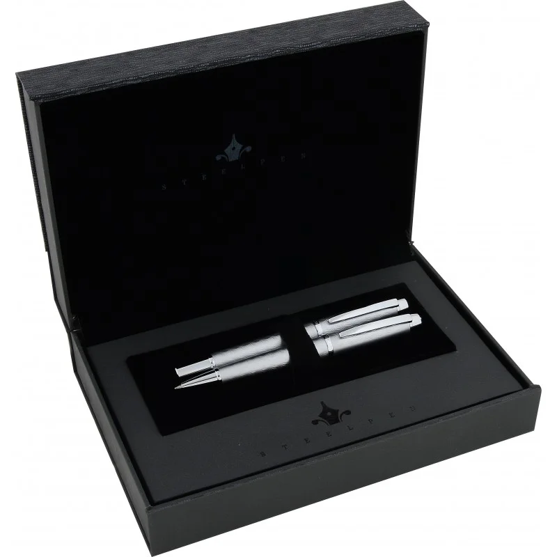STEELPEN DOLMA KALEM+TÜKENMEZ KALEM SET WORLD SERİSİ MAT KROM 2711