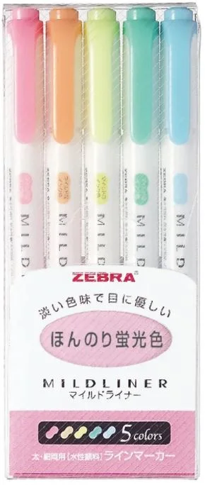 ZEBRA FOSFORLU KALEM MILDLINER SET 5C MILD 5C