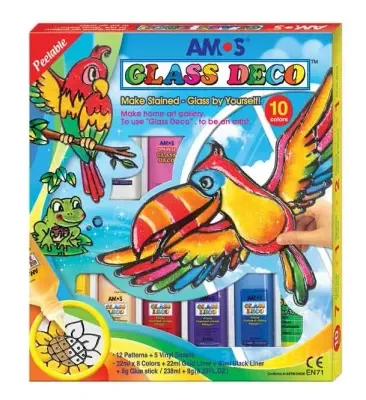 AMOS CAM BOYAMA SETİ GLASS DECO 22 ML 9 TÜP GD22P10