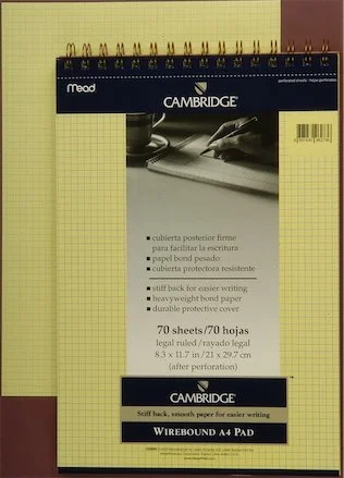MEAD BLOKNOT CAMBRIDGE SPİRALLİ KARTON KAPAK A4 SARI 70 YP KARELİ M-259880