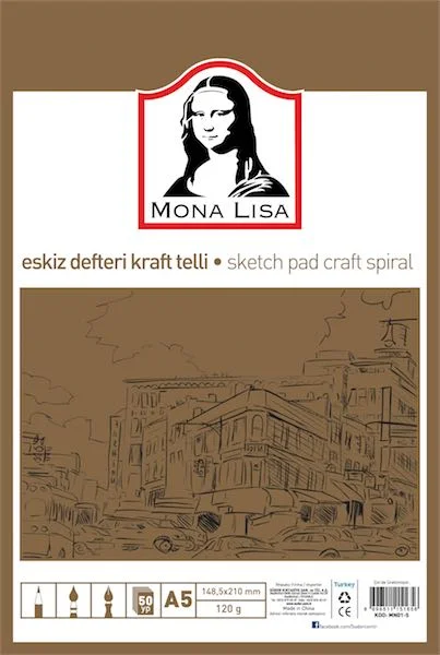 SÜDOR ESKİZ DEFTERİ KRAFT SPİRALLİ A5 120g 50YP MN01-5